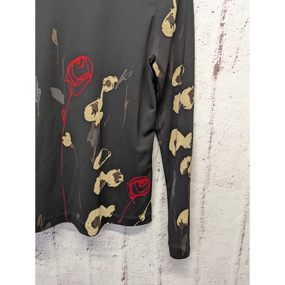 Vintage Y2K Bcbg Maxazaria Women's T-Shirt Long-Sleeve SZ M Floral Made In USA - Picture 2 of 8